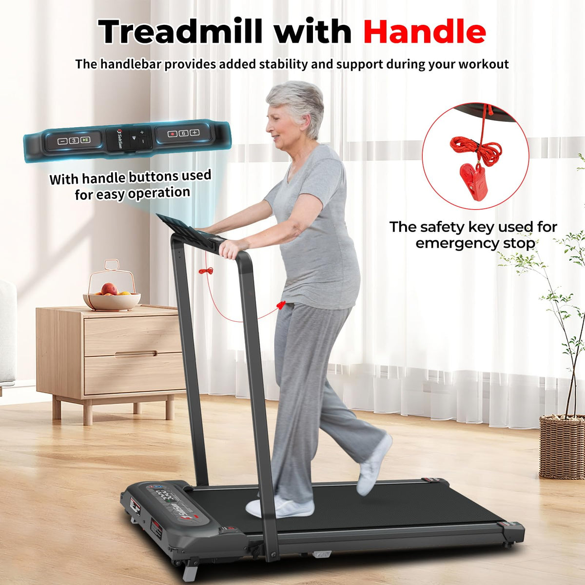 2 in 1 Folding Treadmill with Handle Bar W9041
