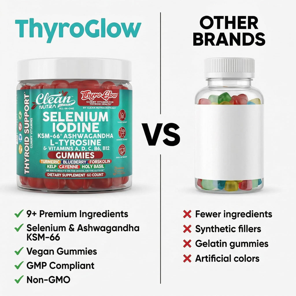 Thyroid Support Gummies Selenium Iodine Ashwagandha Turmeric Blueberry Q390