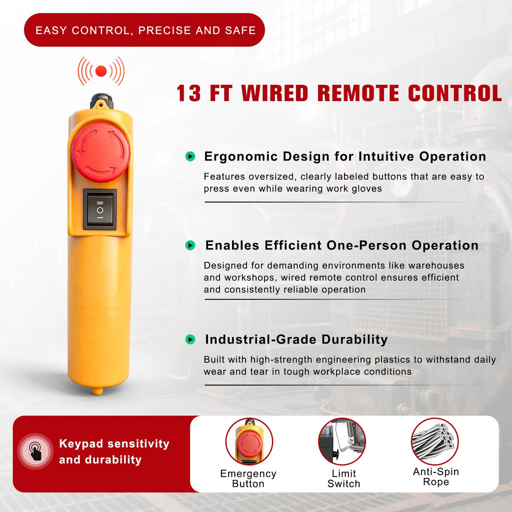 1320Lbs Electric Hoist with 13ft Remote Control F800687