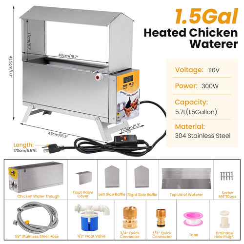 1.5 Gallon Heated Chicken Waterer M839