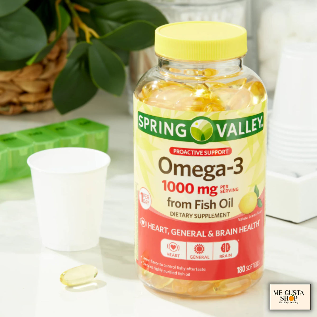 Omega-3 Fish Oil Soft Gels 1000 mg 180 Count W7635