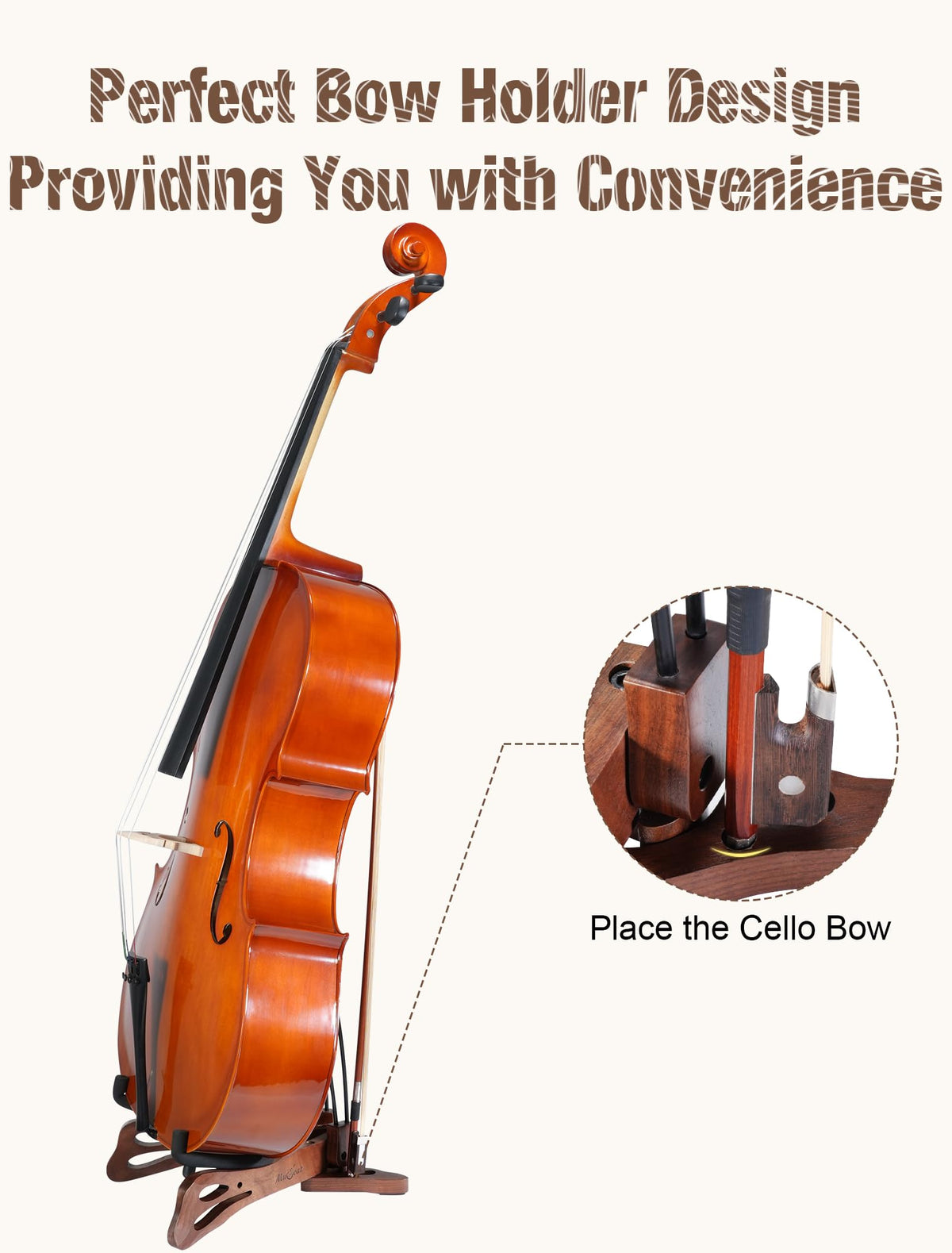Walnut Cello Stand with Bow Holder X5460