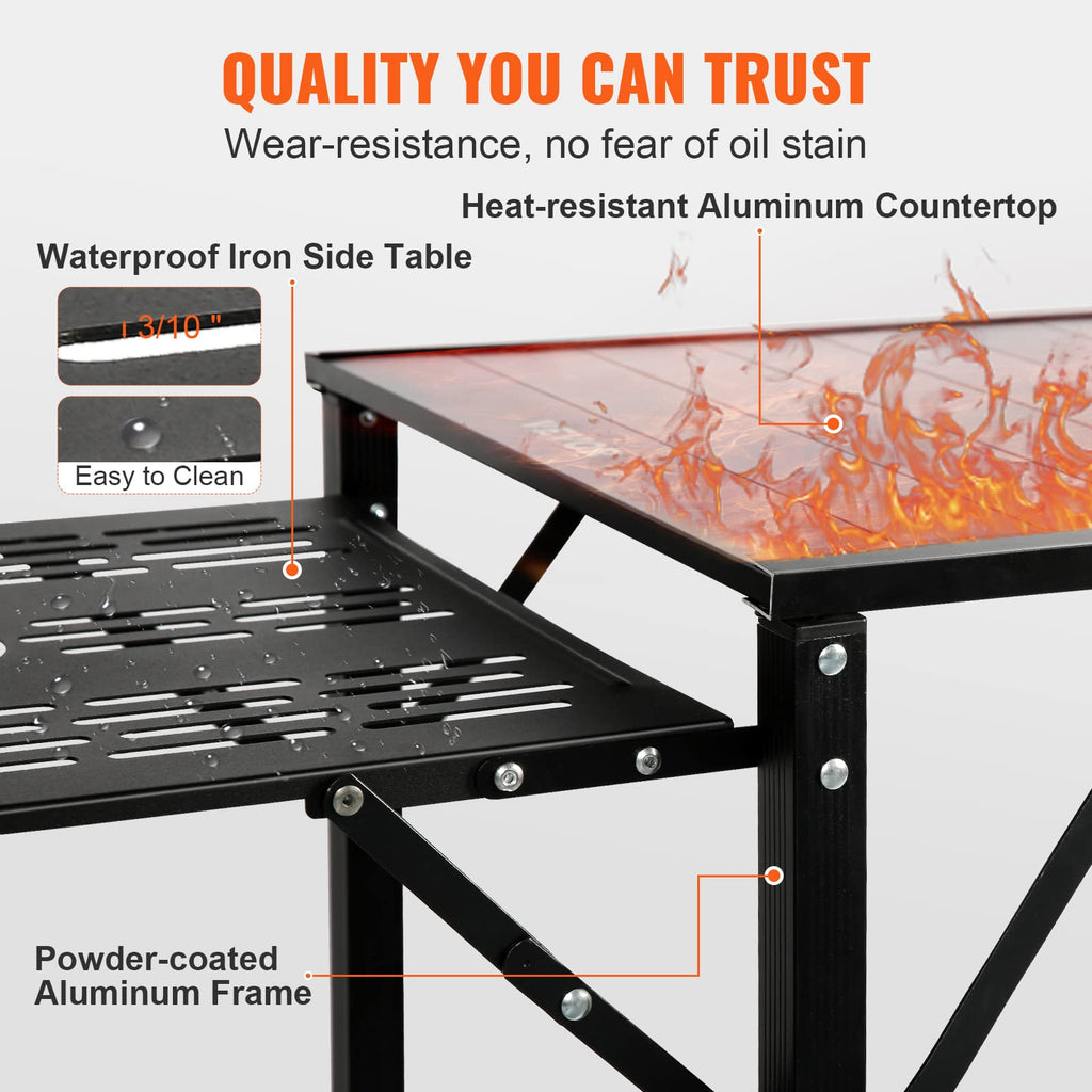 Aluminum Folding Camping Kitchen Table with 2 Shelves X5627