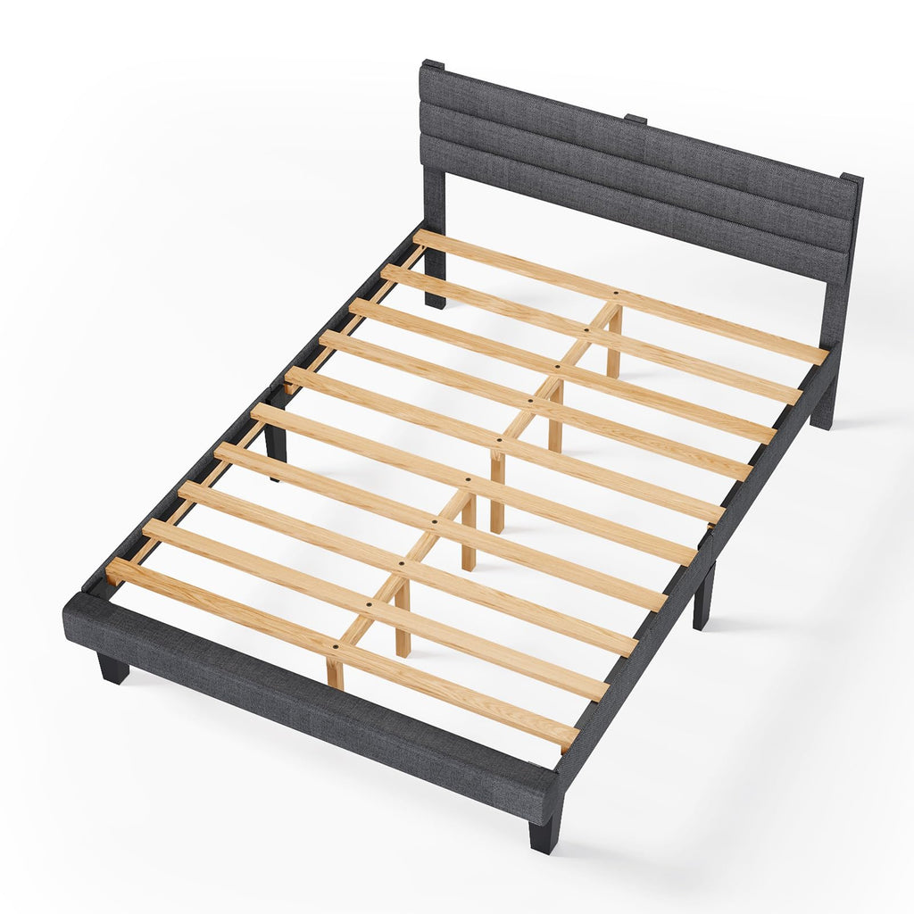 Queen Size Linen Fabric Upholstered Platform Bed Frame F246