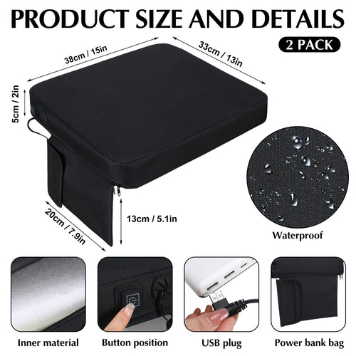 2 Pcs Portable Heated Seat Cushion Y584170
