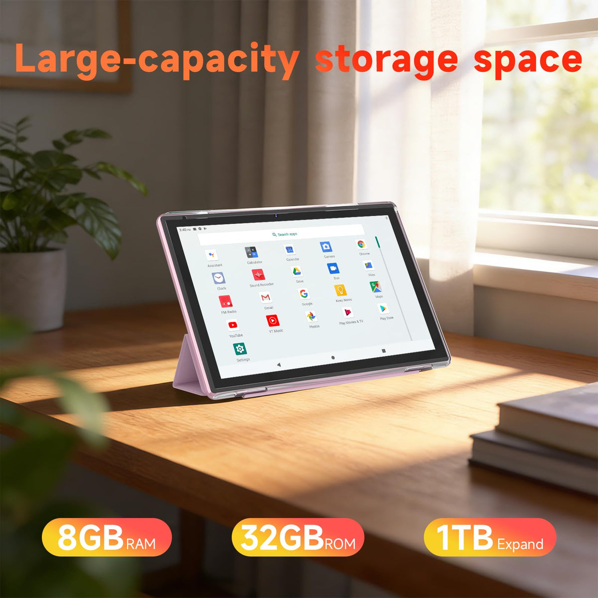 10 Inch Android Tablet, 8GB RAM 32GB Storage, HD IPS Display, 6000mAh Battery, with Case & Stylus Pen S8495