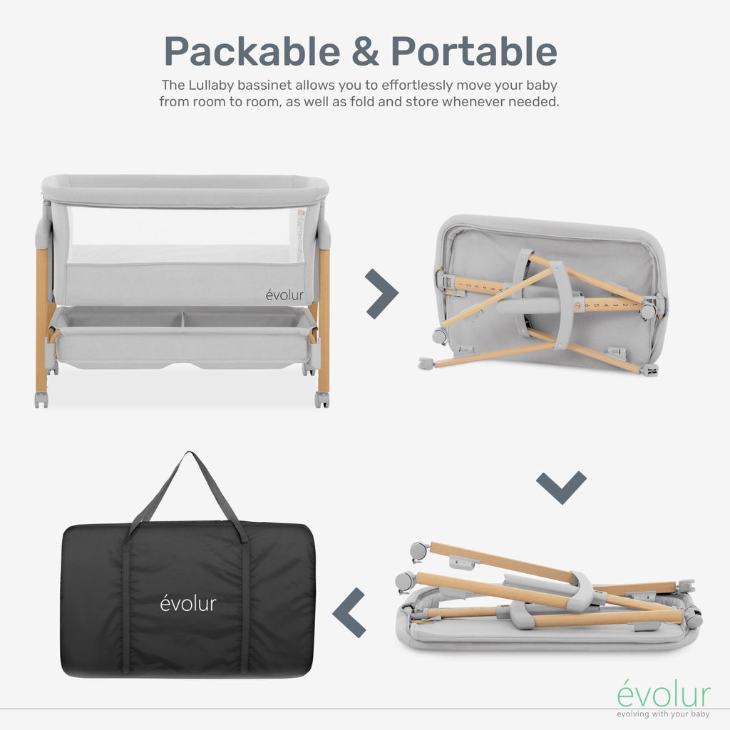Portable Bassinet with Wheels and Storage Basket A16604