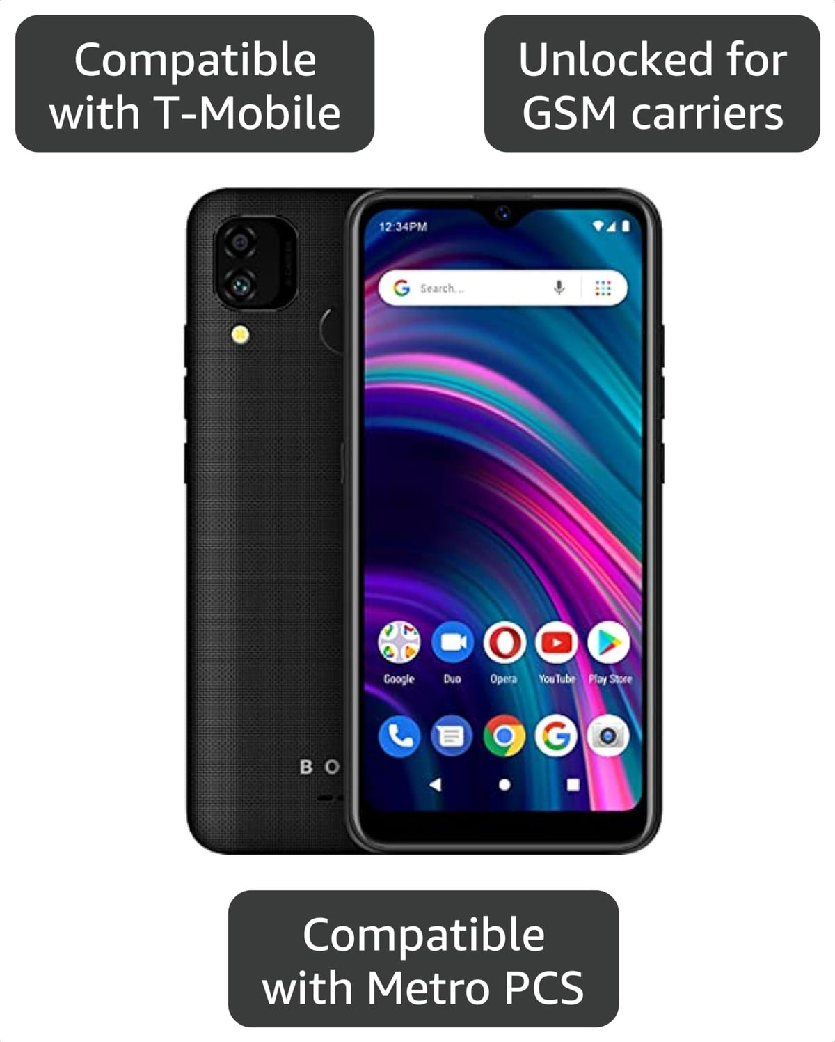 Unlocked 6.1” HD+ Infinity Display 32 GB Dual 13MP Camera Black W469