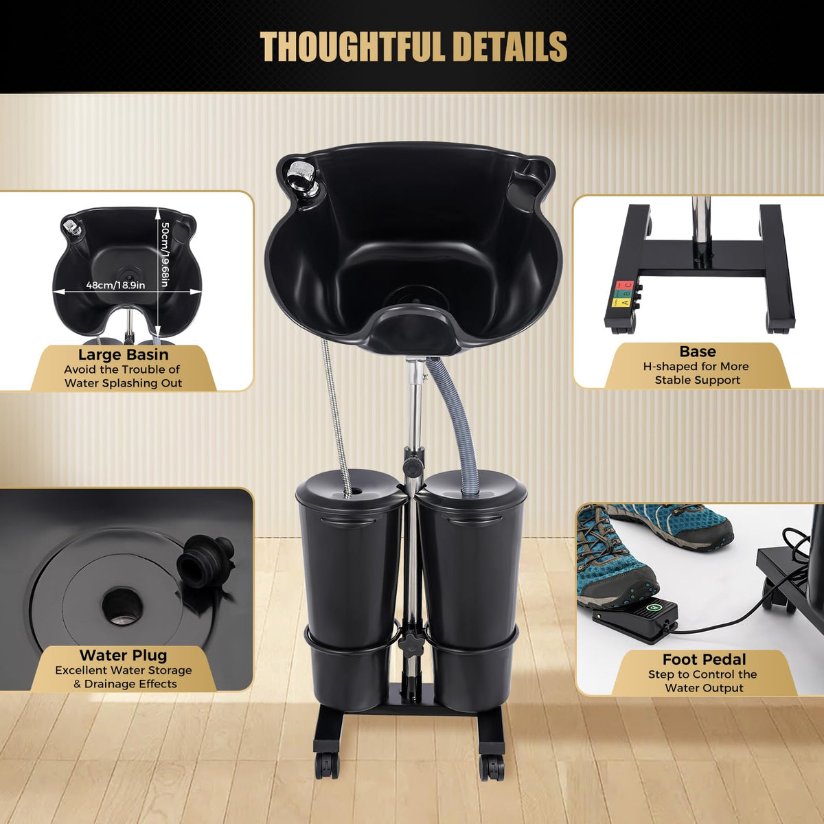 Portable Freestanding Upright Shampoo Basin M716