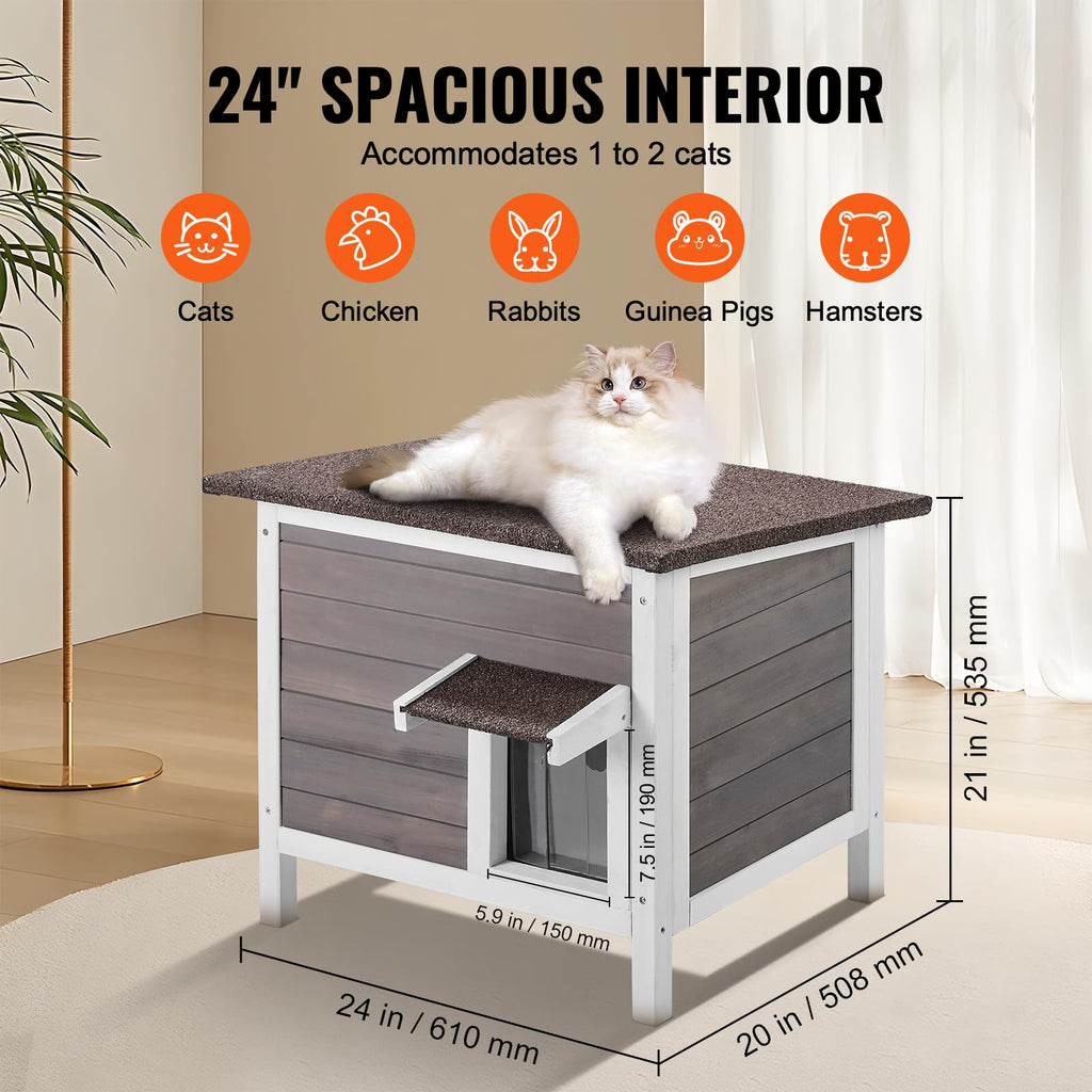 Weatherproof Wooden Outdoor Cat House J742
