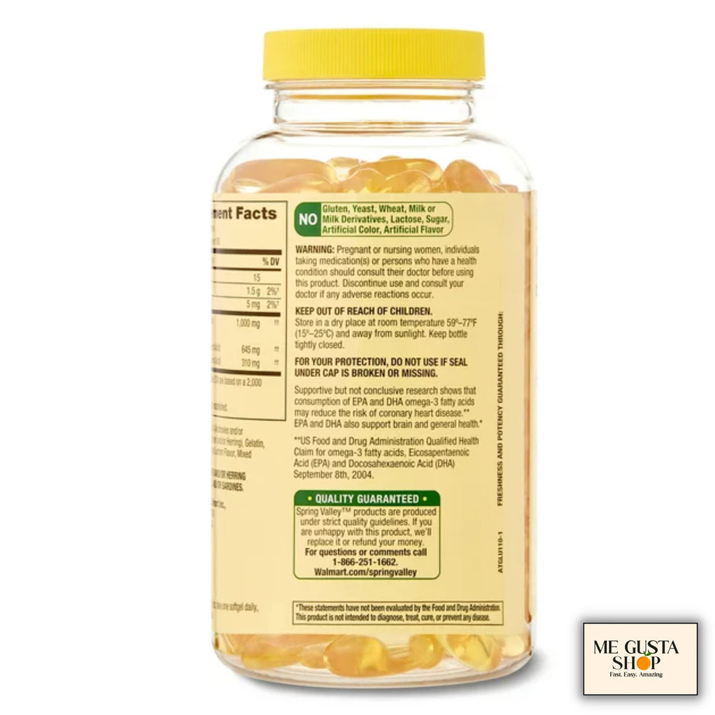 Omega-3 Fish Oil Soft Gels 1000 mg 180 Count W7635