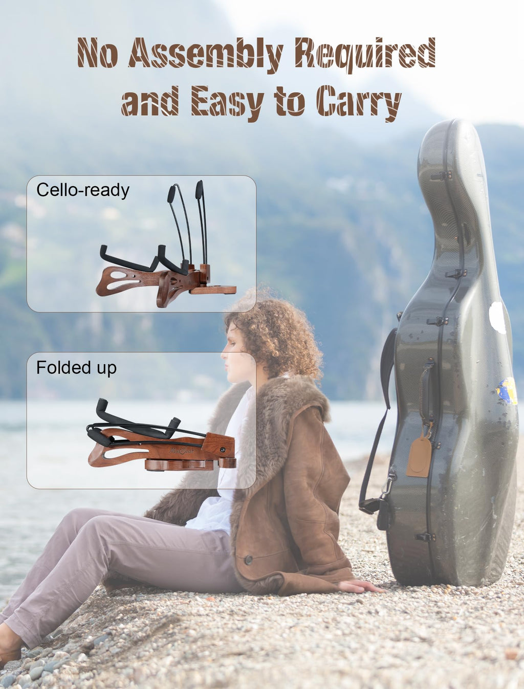 Walnut Cello Stand with Bow Holder X5460