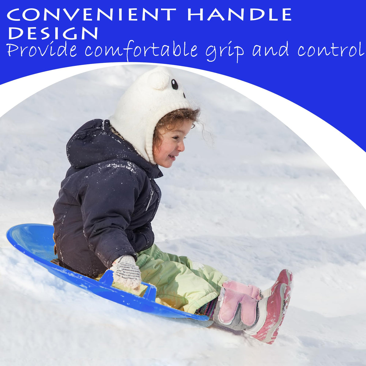 Heavy-Duty Plastic Snow Sled with Handles C651