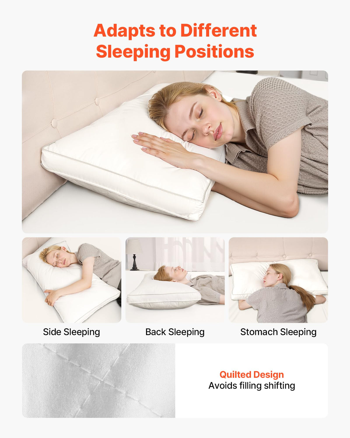 Queen Size White Set of 2 Bed Pillows M688