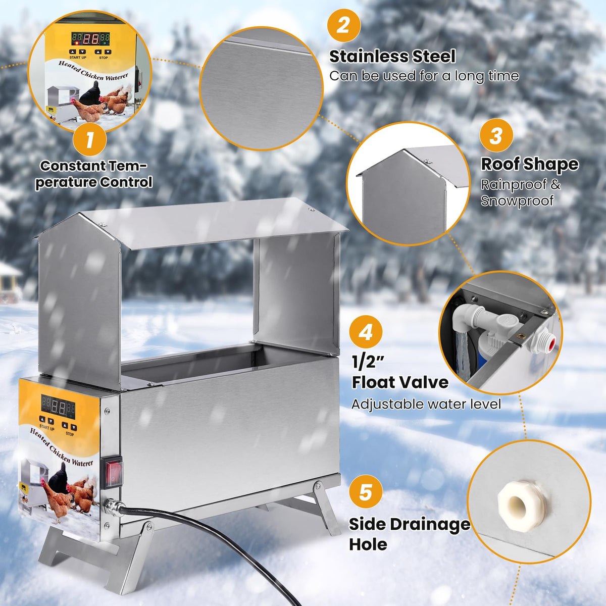 1.5 Gallon Heated Chicken Waterer M839
