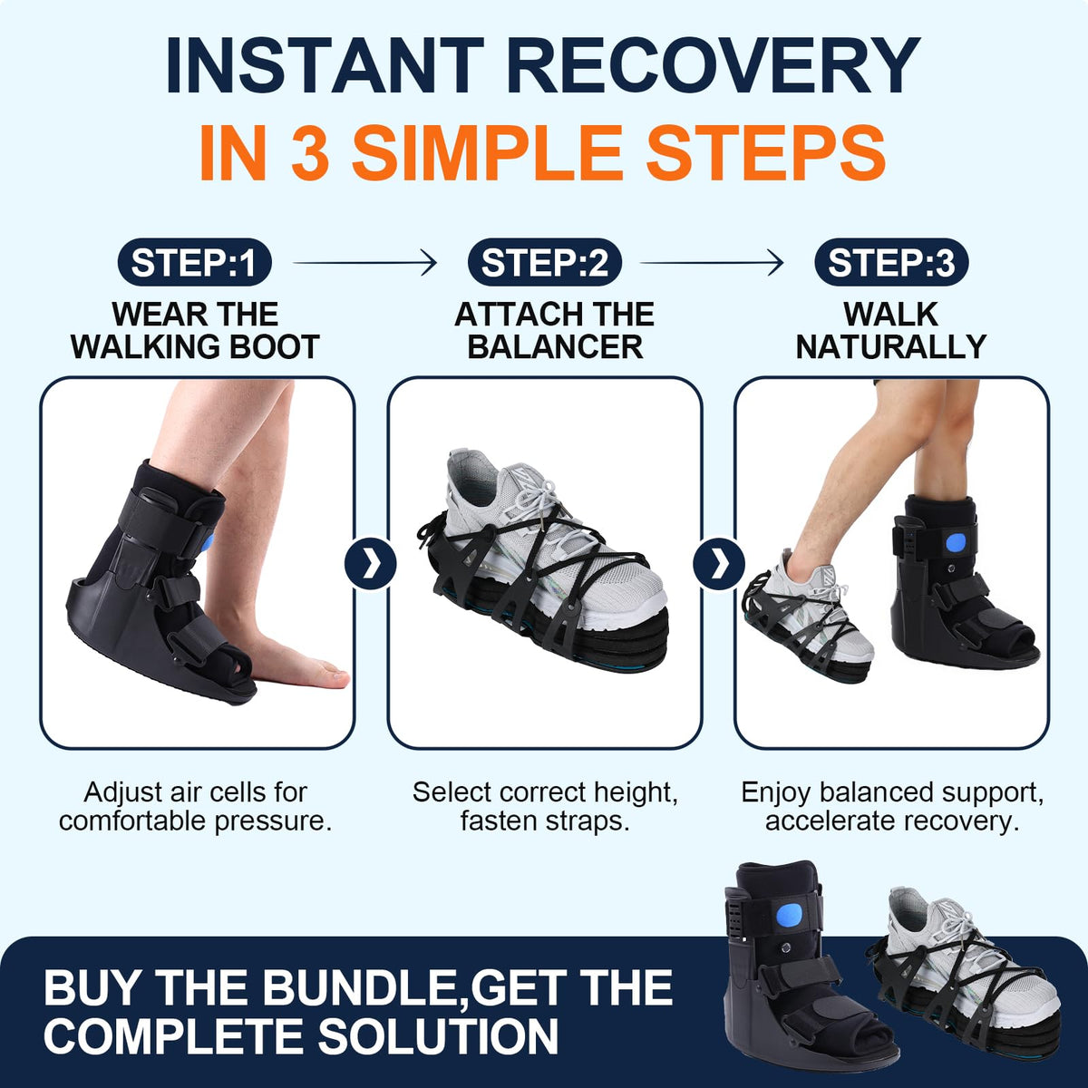 Inflatable Air Cam Walker Fracture Boot with Adjustable Shoe Lift Q1588