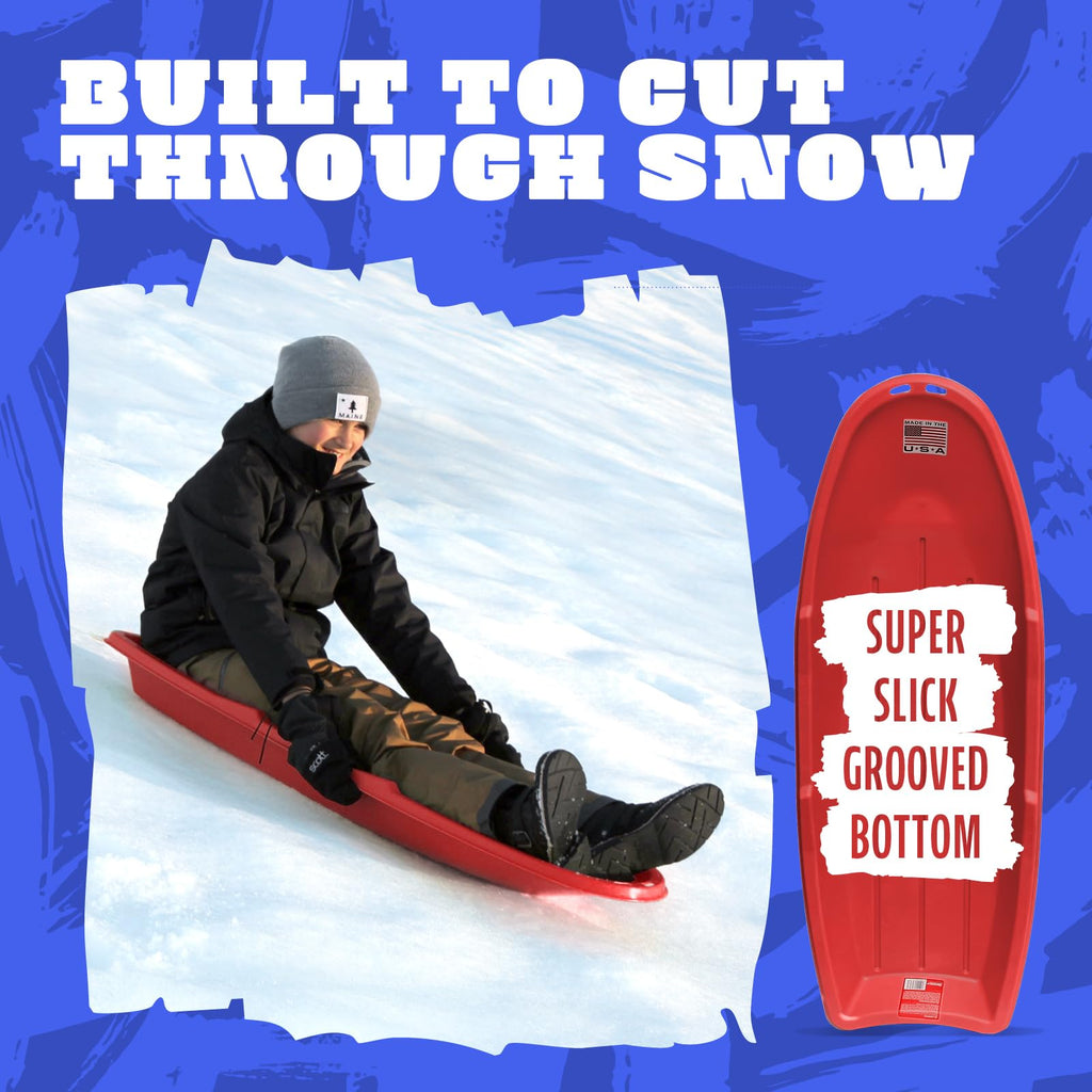 Red 48 Inch Plastic Toboggan Snow Sled Z2391