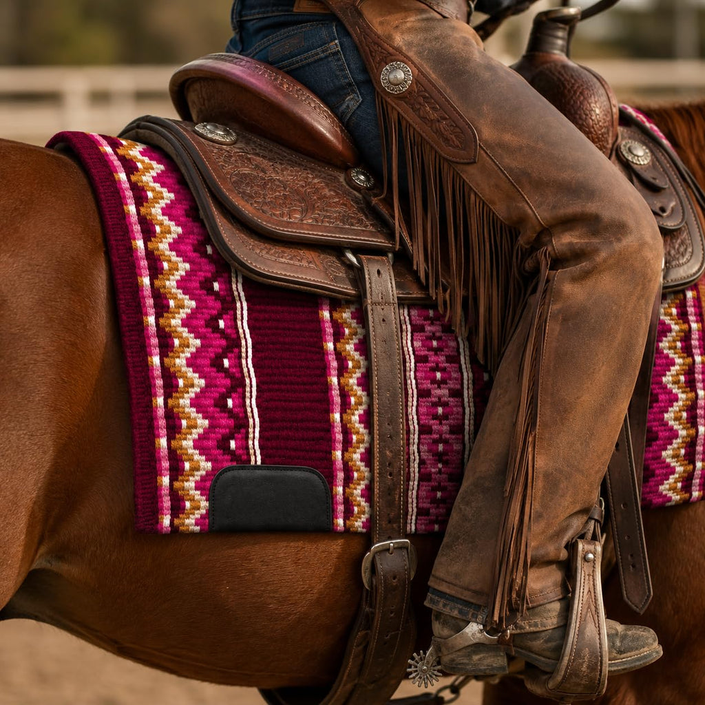 Burgundy Pink Tribal Horse Saddle Pad N864