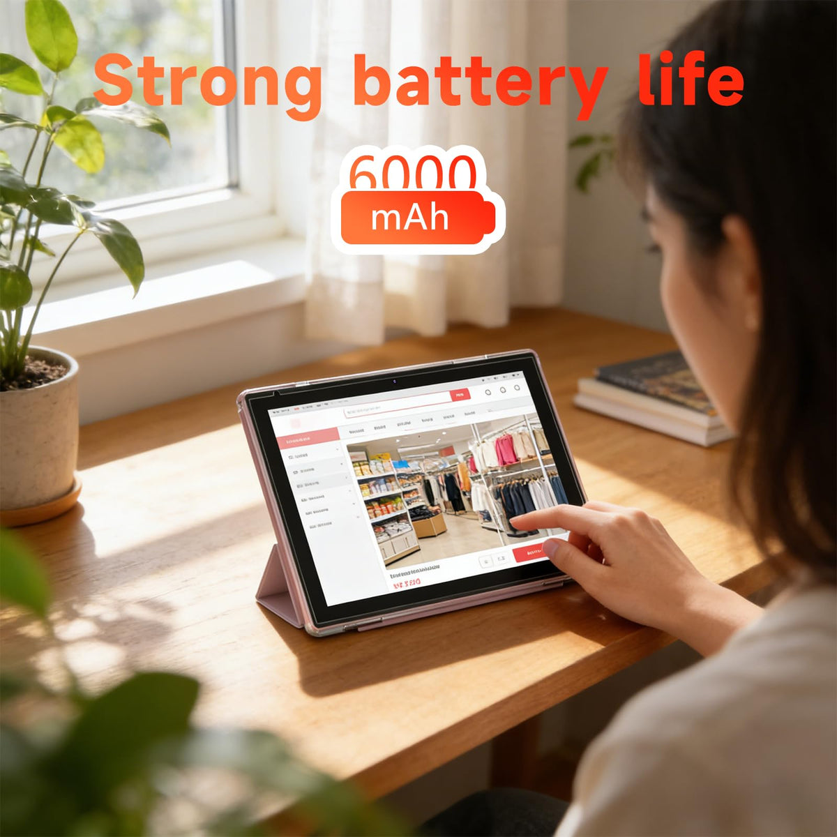 10 Inch Android Tablet, 8GB RAM 32GB Storage, HD IPS Display, 6000mAh Battery, with Case & Stylus Pen S8495