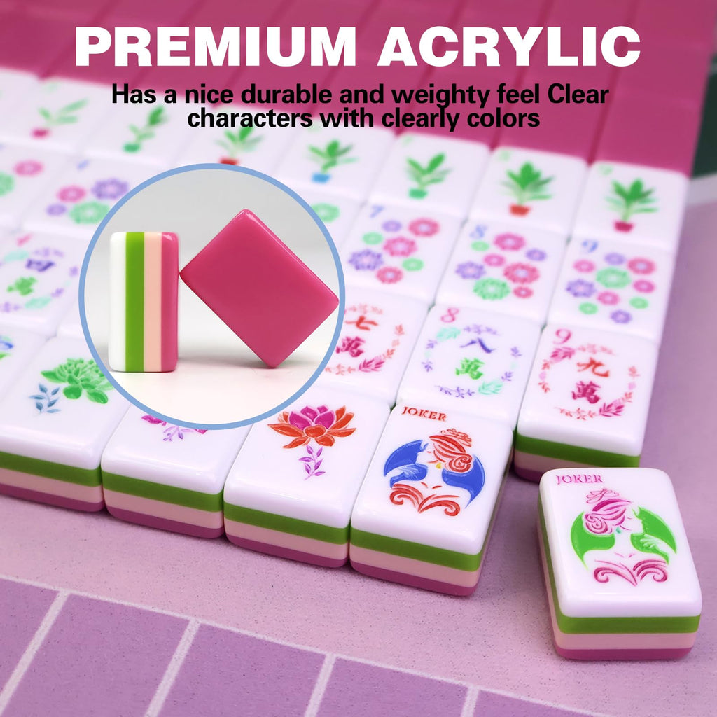 Acrylic 160 Tiles Mahjong Game Set with Carrying Bag N38398