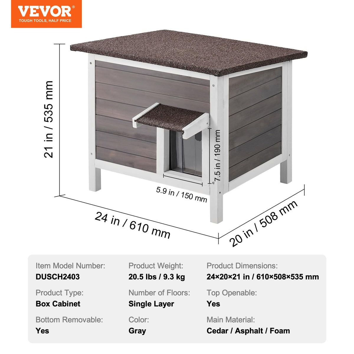 Weatherproof Wooden Outdoor Cat House J742