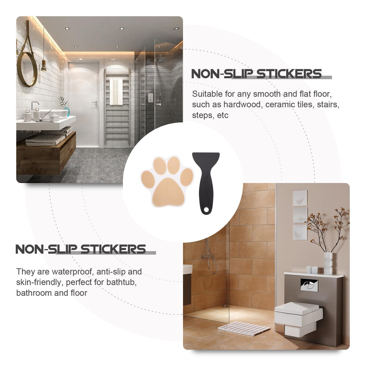 Dog Paw Non Slip Bathtub Stickers with Scraper J72232