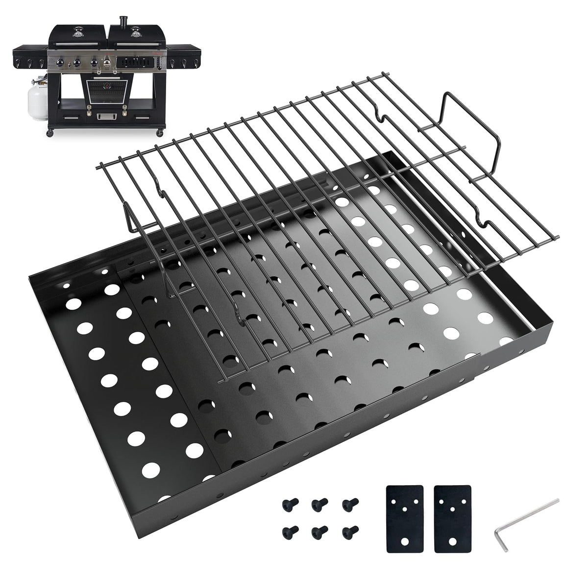 Adjustable Charcoal Grill Basket Ash Pan A31398