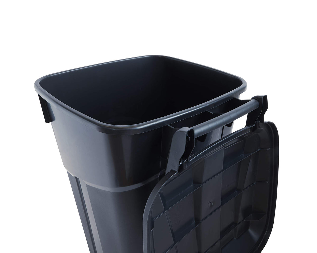 32 Gallon Black Wheeled Outdoor Garbage Can with Snap Lock Lid, 2 Pack U85225