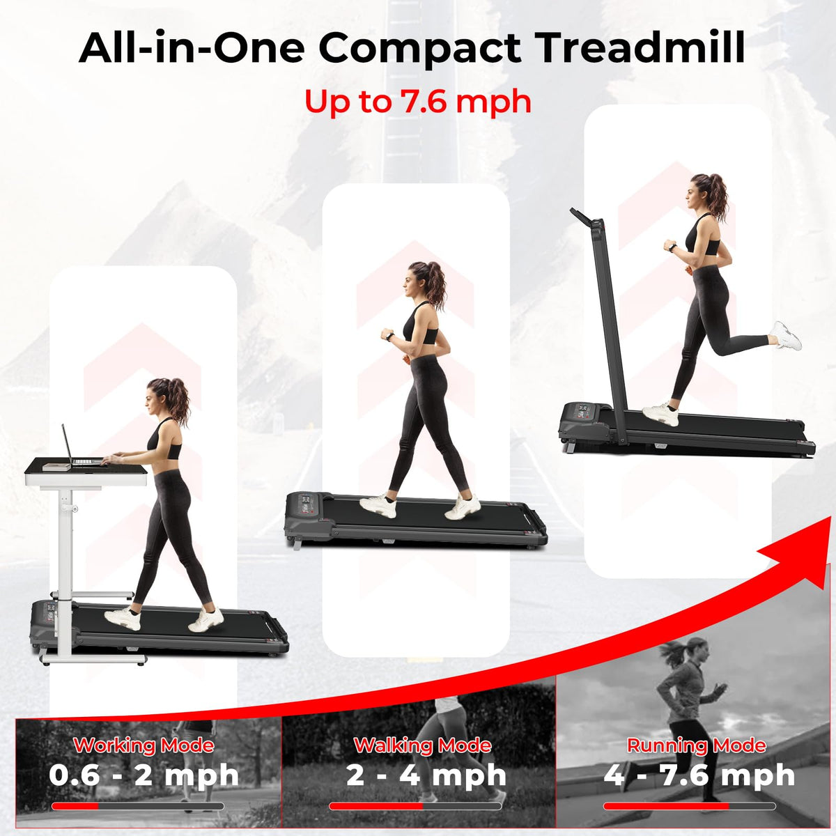 2 in 1 Folding Treadmill with Handle Bar W9041