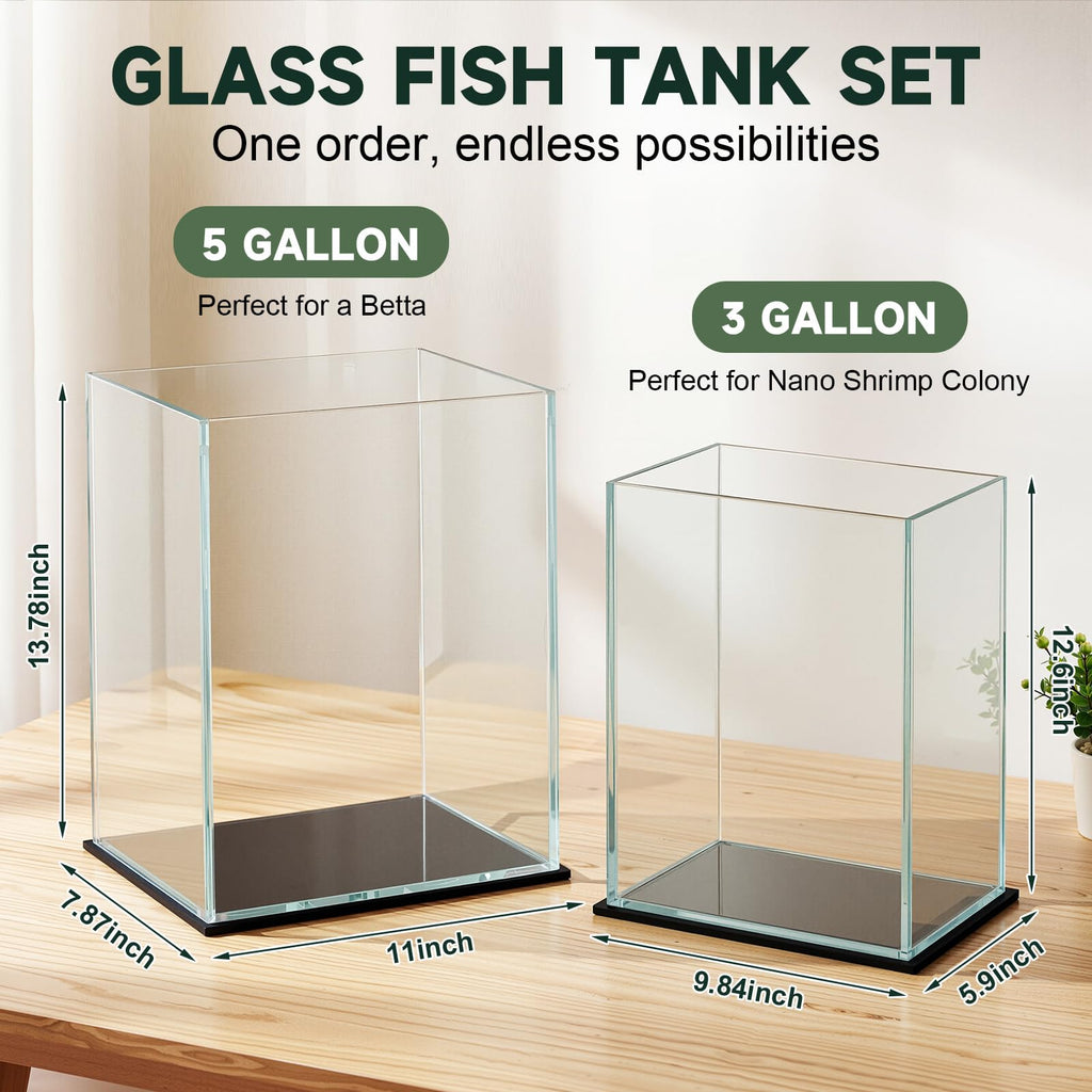 2 Pack Rimless Glass Aquarium Set J49474