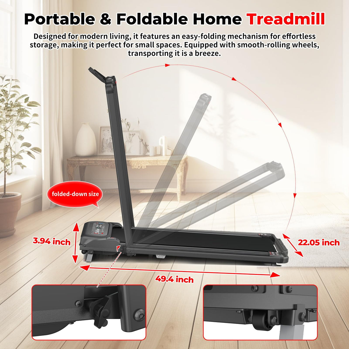 2 in 1 Folding Treadmill with Handle Bar W9041