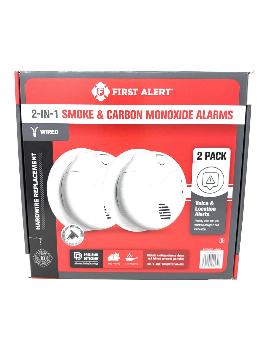 Combination Smoke & Carbon Monoxide Alarm, Hardwire Detector with Battery Backup, 2-Pack A768211