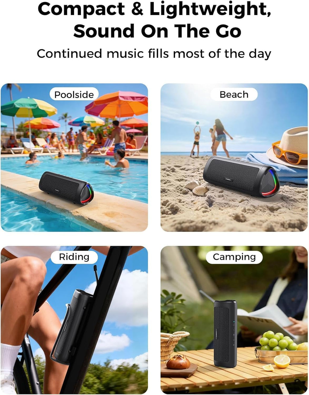 20W Portable Wireless Bluetooth Speaker, IPX5 Waterproof, Black F962247