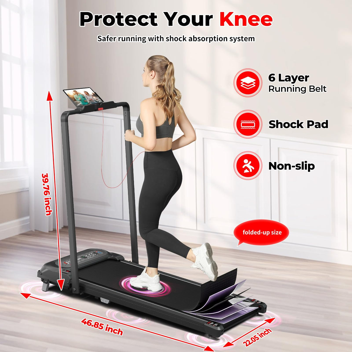 2 in 1 Folding Treadmill with Handle Bar W9041