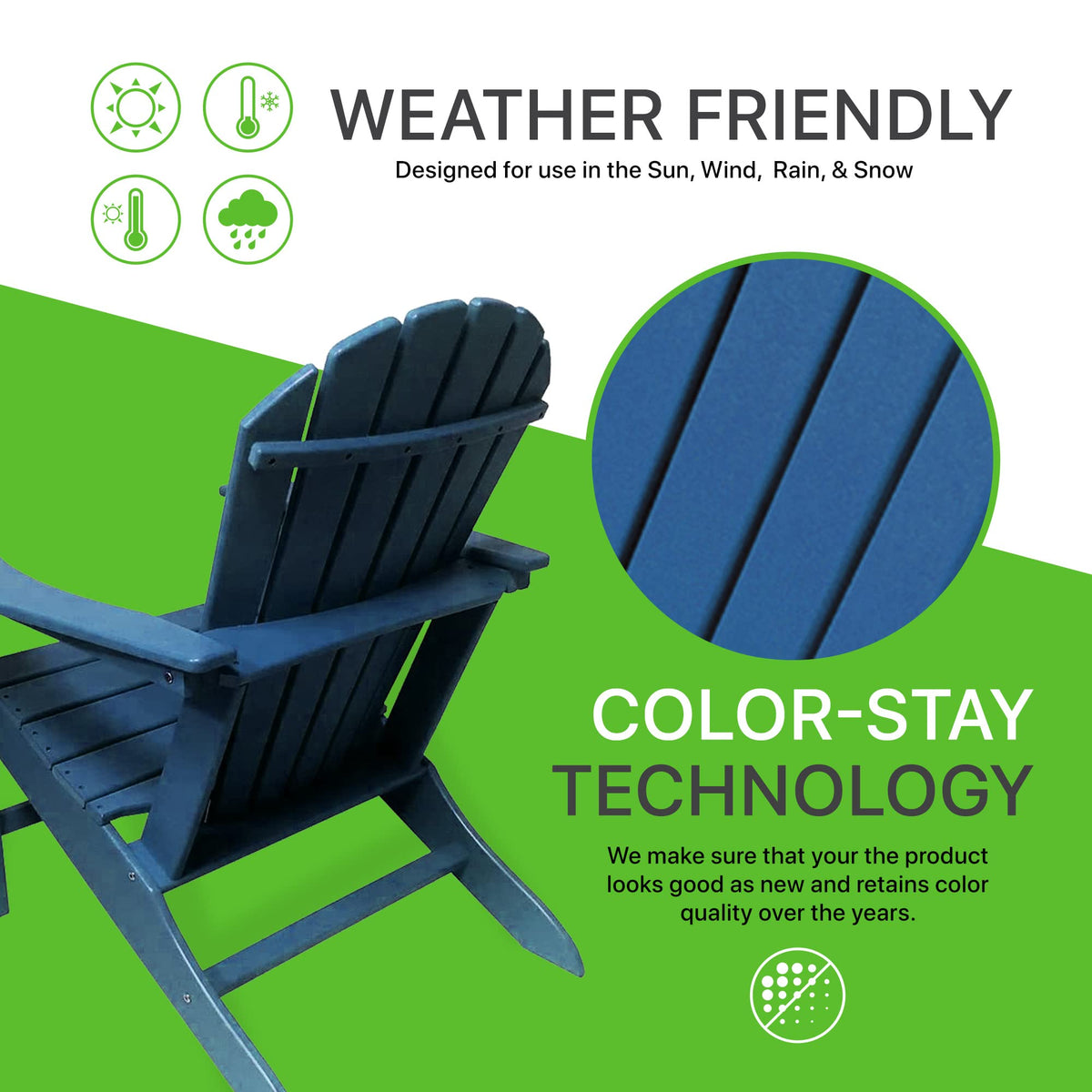 Plastic Weather Resistant Patio Adirondack Chair M503