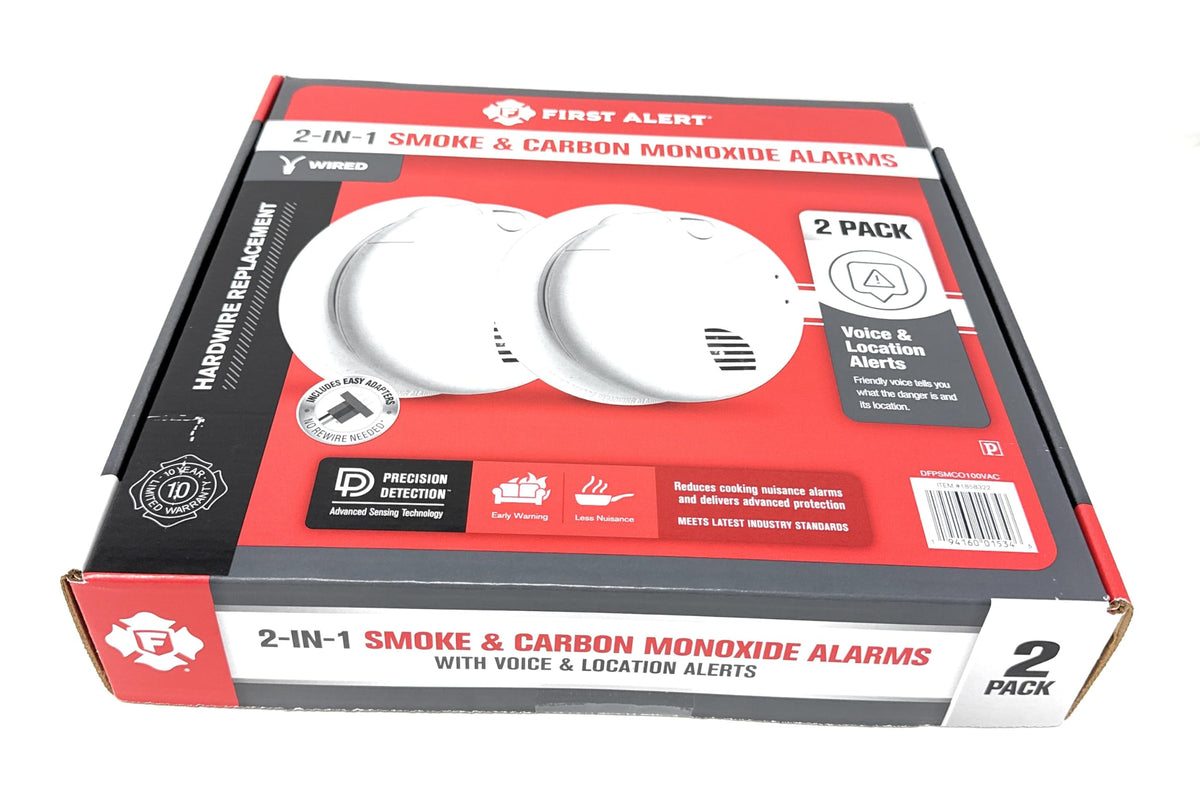 Combination Smoke & Carbon Monoxide Alarm, Hardwire Detector with Battery Backup, 2-Pack A768211