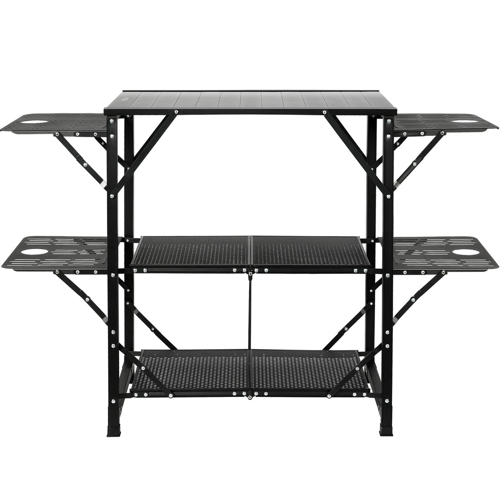 Aluminum Folding Camping Kitchen Table with 2 Shelves X5627