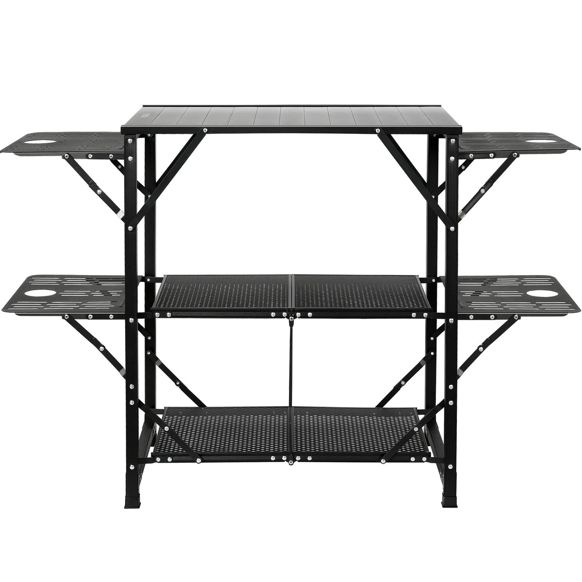 Aluminum Folding Camping Kitchen Table with 2 Shelves X5627