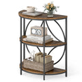 Half Round 3-Tier Sofa Side Table with Storage Shelves I92942