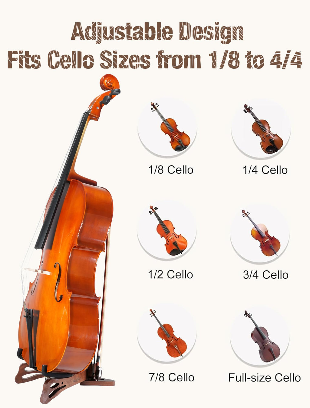 Walnut Cello Stand with Bow Holder X5460