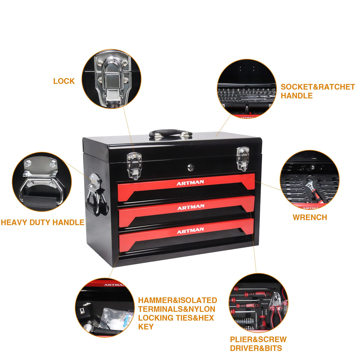 439-Piece Mechanic Tool Set in 3-Drawer Steel Box W3932