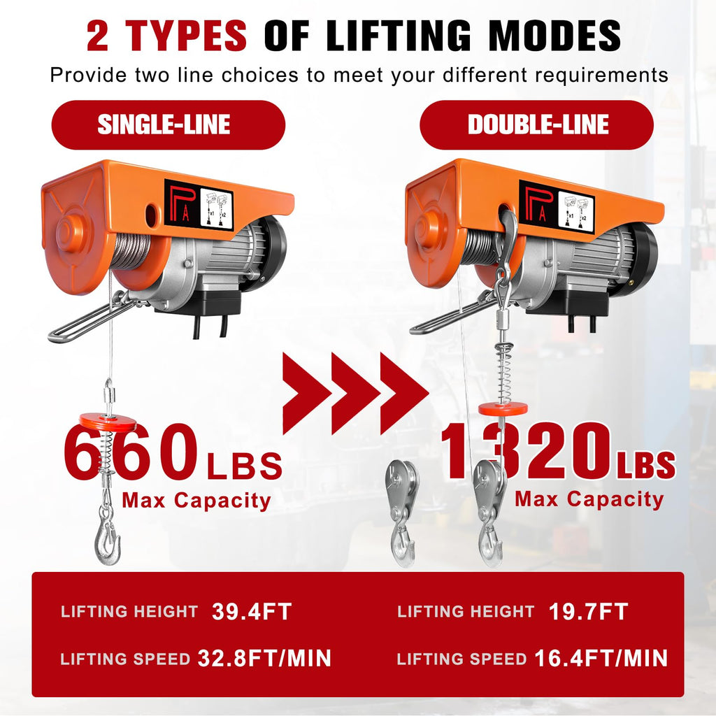 1320Lbs Electric Hoist with 13ft Remote Control F800687