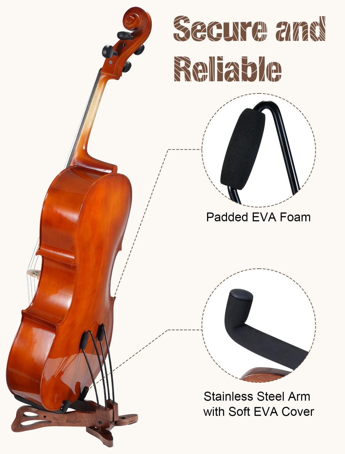 Walnut Cello Stand with Bow Holder X5460