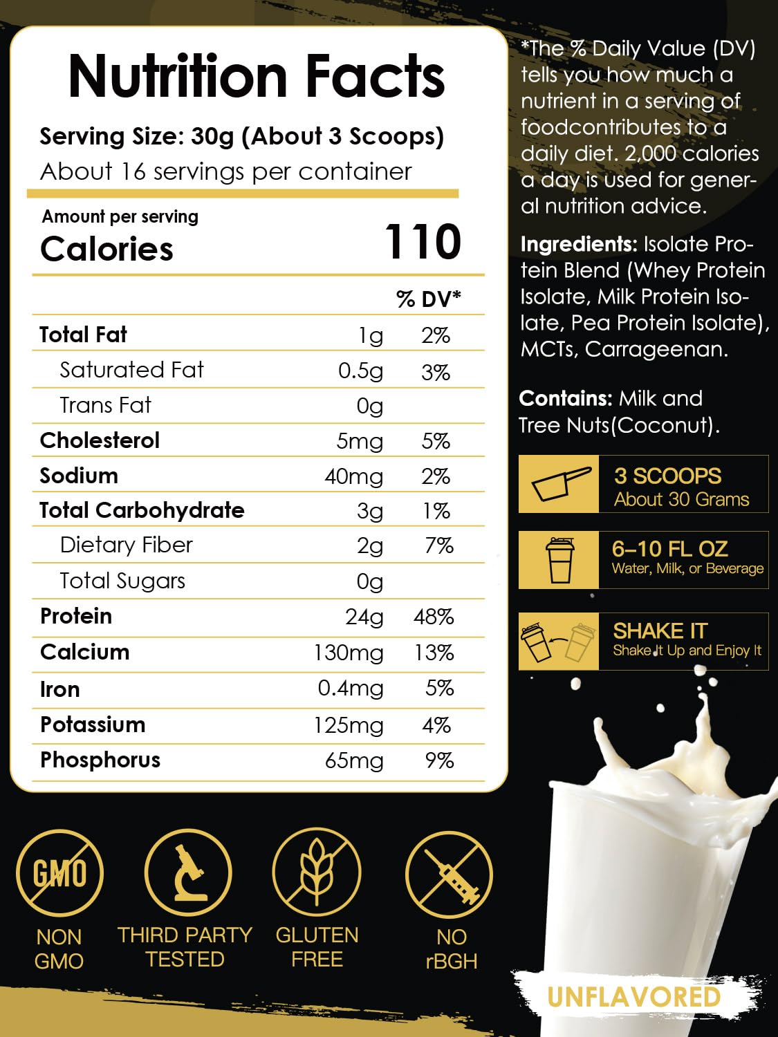 Unflavored Whey & Pea Protein Powder Y949