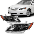 Headlights For Toyota Camry 2007-2009 Black Housing Amber Reflector Clear Lens D12331