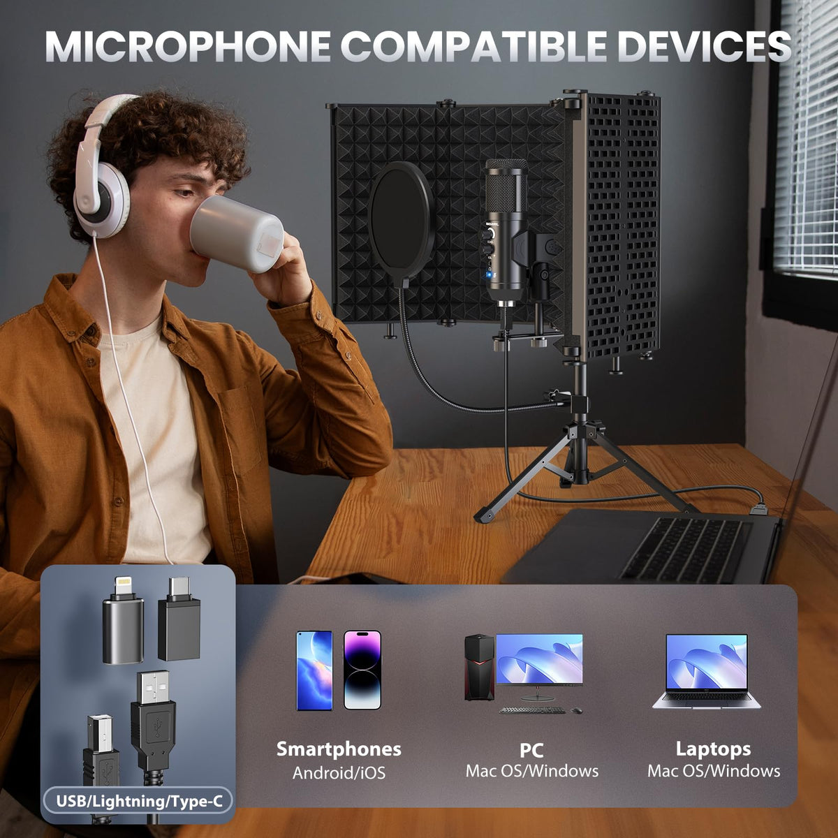 Microphone Isolation Shield with Pop Filter & Tri-Stand Kit Z974491