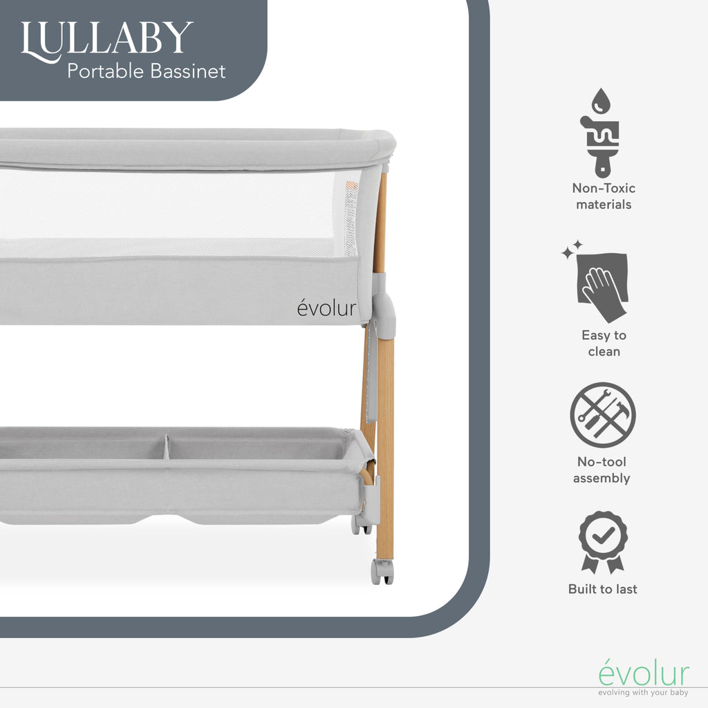 Portable Bassinet with Wheels and Storage Basket A16604