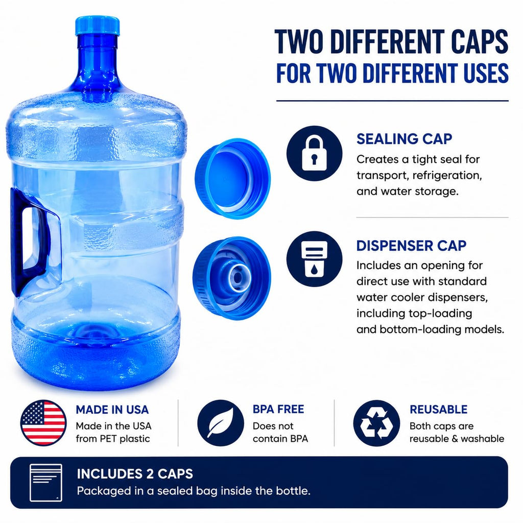 5 Gallon Water Jug with 2 Screw-On Caps Q2494