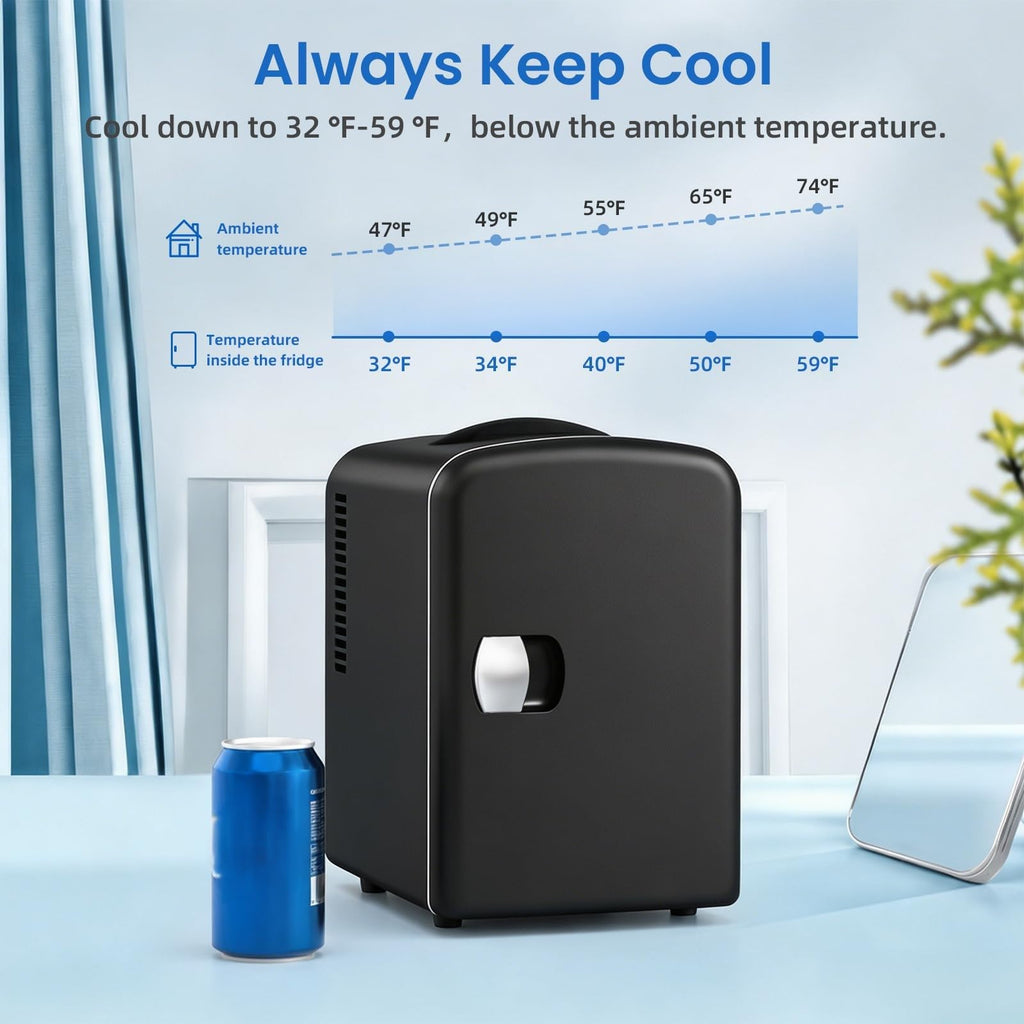 Black 4L Compact Mini Fridge D90193