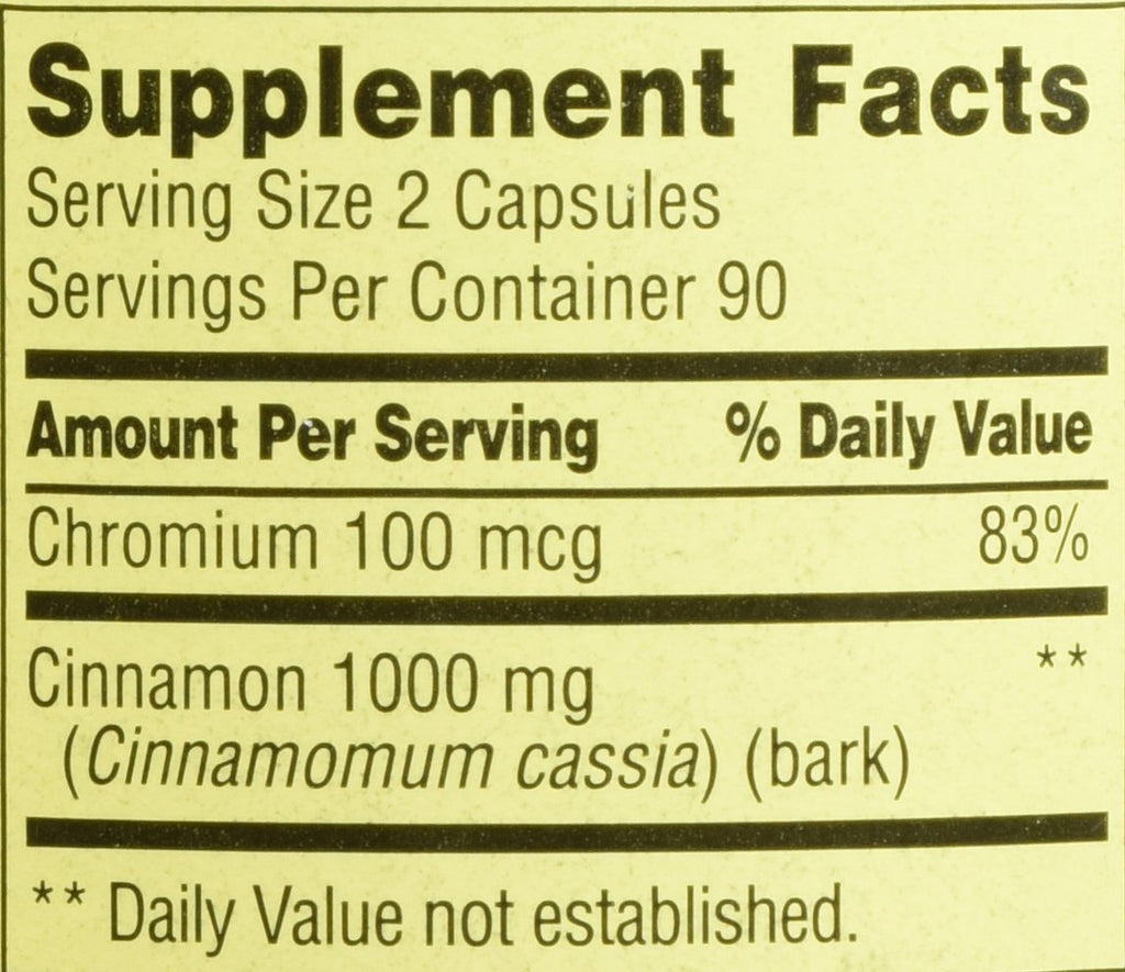Cinnamon 500mg Plus Chromium 2 Bottles of 180 Capsules V2096